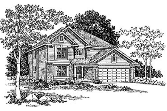 Exterior - Front Elevation for Traditional House Plan #70-317 - 4 bed, 2.5 bath
