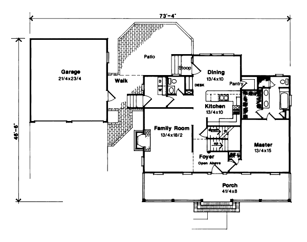 House Design - Country Floor Plan - Main Floor Plan #41-141