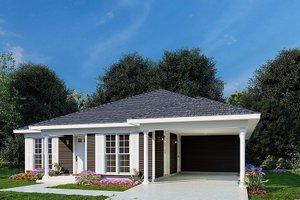 Exterior - Front Elevation 3 for Ranch House Plan #923-217 - 3 bed, 2 bath
