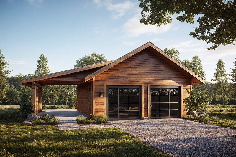 House Blueprint - Exterior - Front Elevation for Cabin House Plan #124-1444 - 3 bed, 2.5 bath