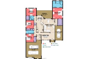 Floor Plan - Main Floor for European House Plan #63-251 - 4 bed, 2.5 bath