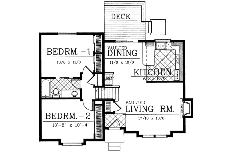 Home Plan - Floor Plan - Main Floor House Plan #100-409 - 2 bed, 1 bath