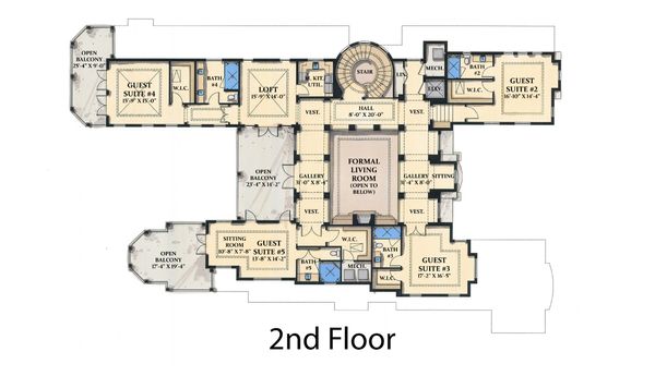 Mediterranean Floor Plan - Upper Floor Plan #548-5