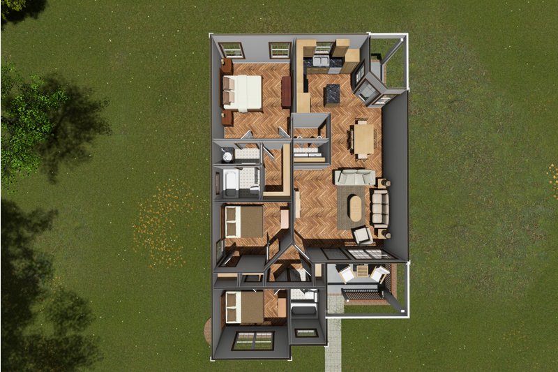 House Blueprint - Floor Plan - Main Floor 1 for Cottage House Plan #513-2071 - 3 bed, 2 bath