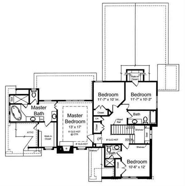 European Floor Plan - Upper Floor Plan #46-486