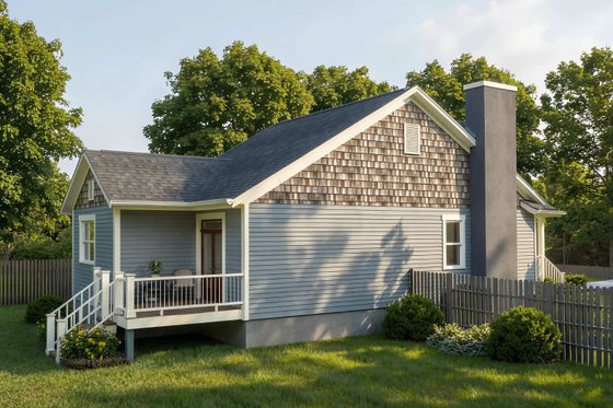 Exterior - Rear Elevation for Bungalow House Plan #79-307 - 2 bed, 2 bath