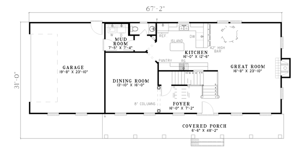 Southern Floor Plan - Main Floor Plan #17-258
