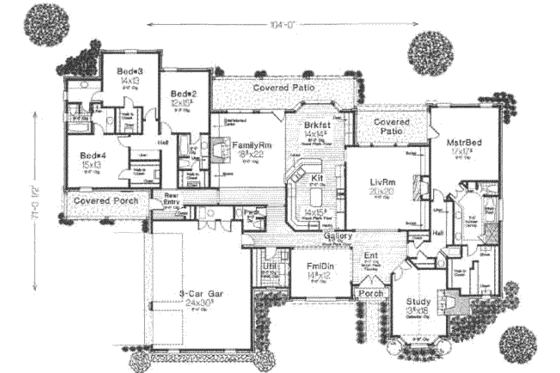 Floor Plan - Main Floor for European House Plan #310-343 - 4 bed, 3.5 bath