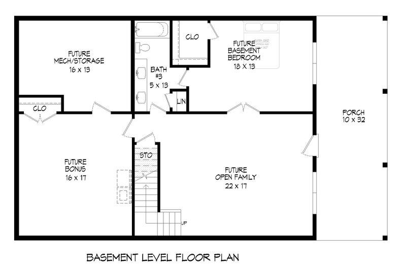 Home Plan - Floor Plan - Lower Floor for Southern House Plan #932-840 - 3 bed, 2.5 bath