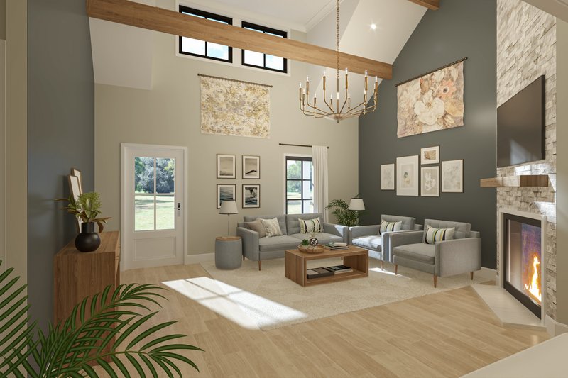 House Design - Interior - Family Room for Farmhouse House Plan #45-634 - 3 bed, 2.5 bath