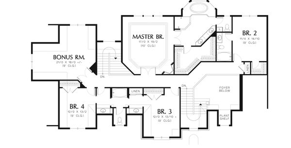 Architectural House Design - European Floor Plan - Upper Floor Plan #48-617