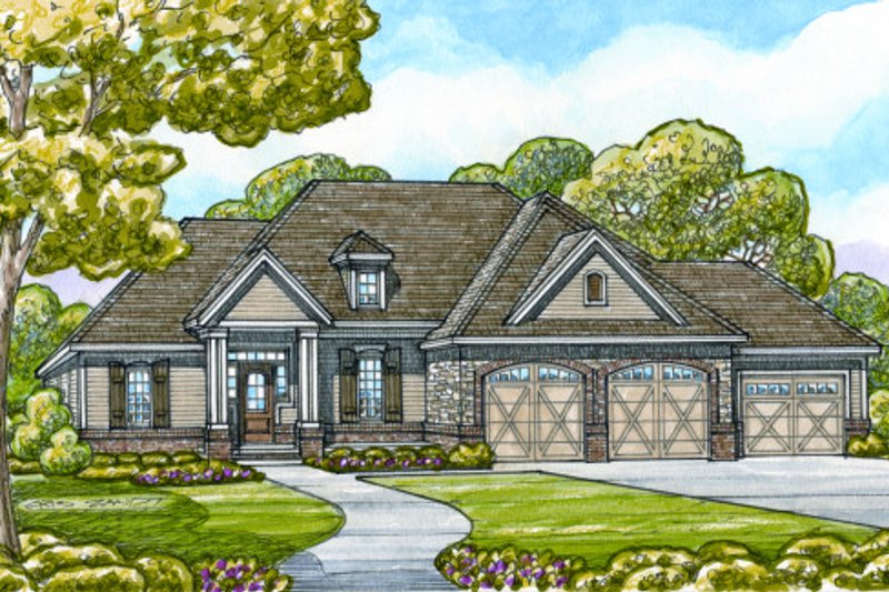 Architectural House Design - Craftsman Exterior - Front Elevation Plan #20-2129