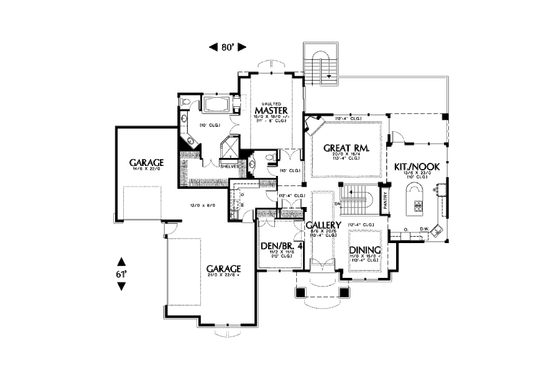 Floor Plan - Main Floor for Mediterranean House Plan #48-425 - 4 bed, 3.5 bath