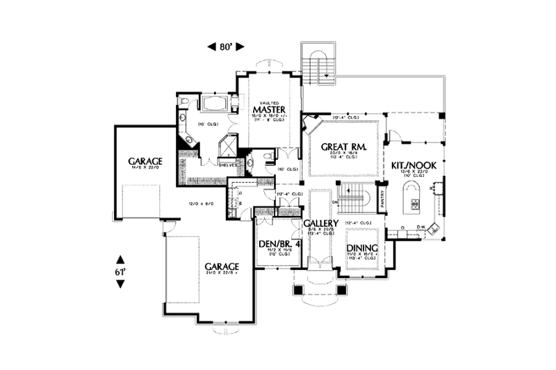 Home Plan - Floor Plan - Main Floor for Mediterranean House Plan #48-425 - 4 bed, 3.5 bath