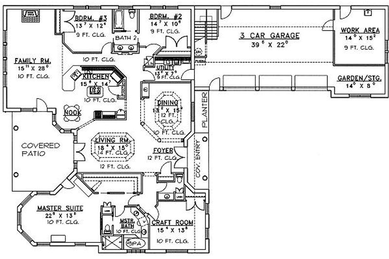 Home Plan - Floor Plan - Main Floor for Mediterranean House Plan #117-523 - 3 bed, 2.5 bath