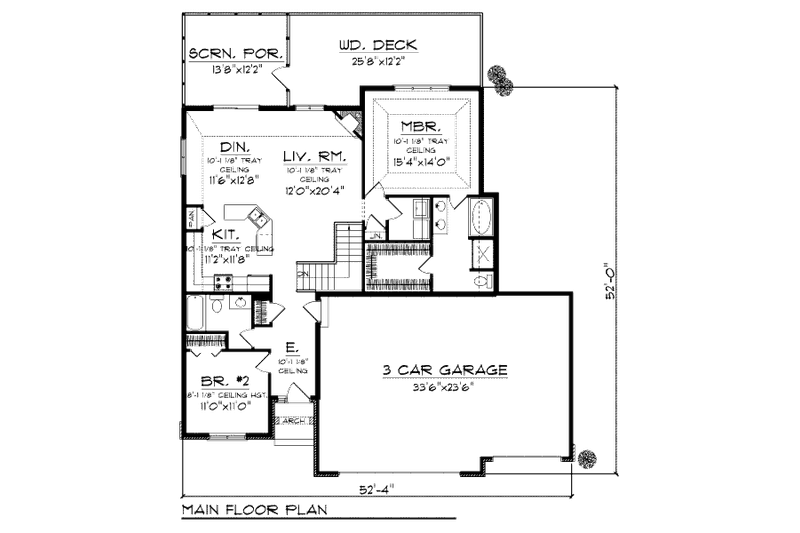 Home Plan - Floor Plan - Main Floor for European House Plan #70-988 - 4 bed, 3 bath