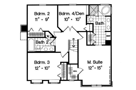 Floor Plan - Upper Floor for Traditional House Plan #417-164 - 4 bed, 2.5 bath
