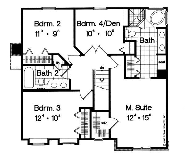 Traditional Floor Plan - Upper Floor Plan #417-164