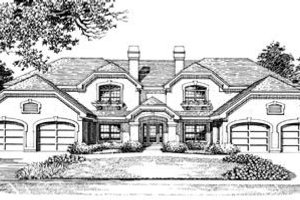 Exterior - Front Elevation 3 for European House Plan #57-144 - 3 bed, 2 bath