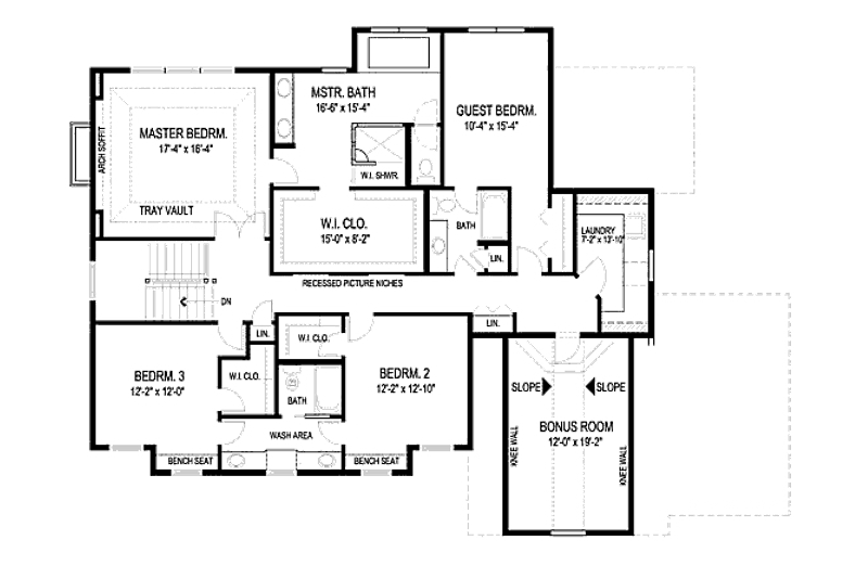Home Plan - Floor Plan - Upper Floor for Craftsman House Plan #56-583 - 4 bed, 3.5 bath