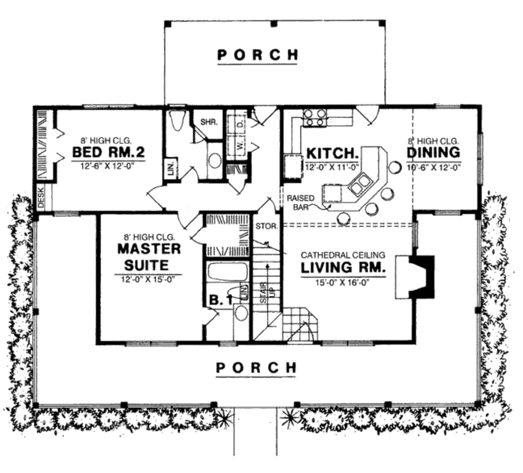 Country Style House Plan 3 Beds 2 Baths 1250 Sq/Ft Plan