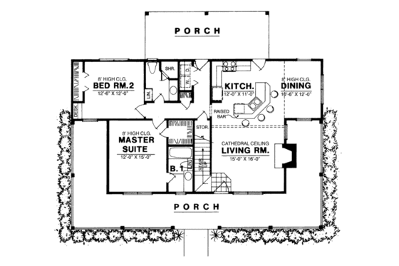 Floor Plan - Main Floor for Country House Plan #40-103 - 3 bed, 2 bath