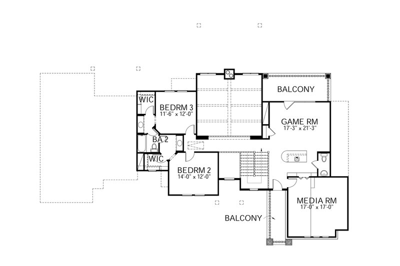 Dream House Plan - Floor Plan - Upper Floor for Craftsman House Plan #80-205 - 4 bed, 3.5 bath