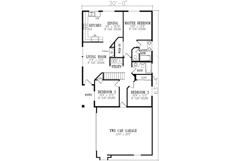 Home Plan - Floor Plan - Main Floor for Adobe / Southwestern House Plan #1-193 - 3 bed, 2 bath
