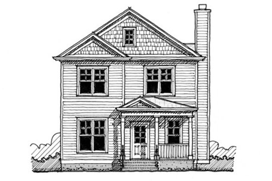 Exterior - Front Elevation for Traditional House Plan #483-1 - 4 bed, 3 bath