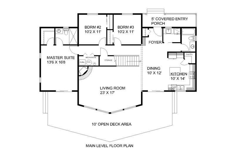 Dream House Plan - Floor Plan - Main Floor for Craftsman House Plan #117-997 - 3 bed, 2 bath