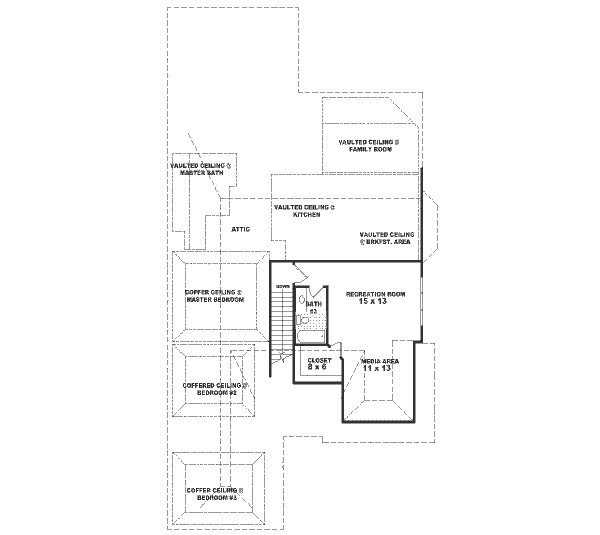 Traditional Floor Plan - Upper Floor Plan #81-371