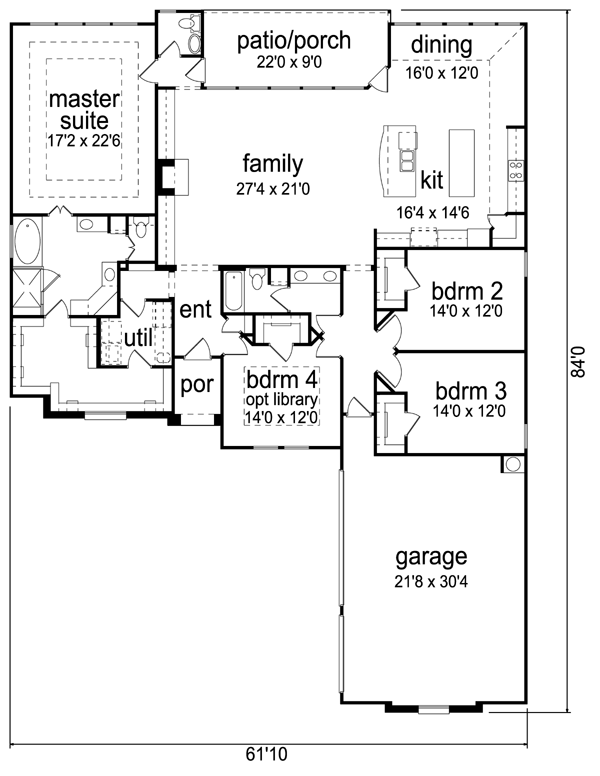 Architectural House Design - Mediterranean Floor Plan - Main Floor Plan #84-529