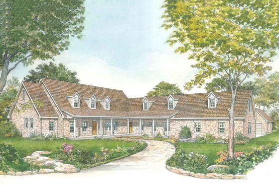 Exterior - Front Elevation for Country House Plan #140-160 - 3 bed, 3 bath