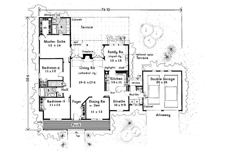 Home Plan - Floor Plan - Main Floor for Country House Plan #3-341 - 3 bed, 2 bath