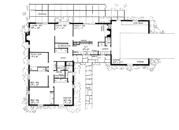 Architectural House Design - Ranch Floor Plan - Main Floor Plan #72-506