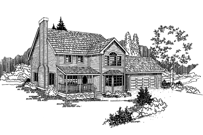 House Plan Design - Exterior - Front Elevation 3 for Colonial House Plan #60-1032 - 3 bed, 2.5 bath