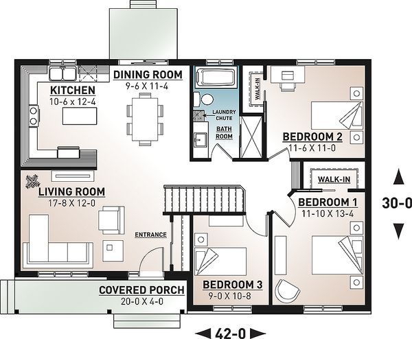 House Plan Design - Ranch Floor Plan - Main Floor Plan #23-197