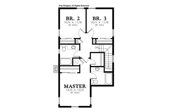 Floor Plan - Upper Floor for Country House Plan #48-867 - 3 bed, 2.5 bath