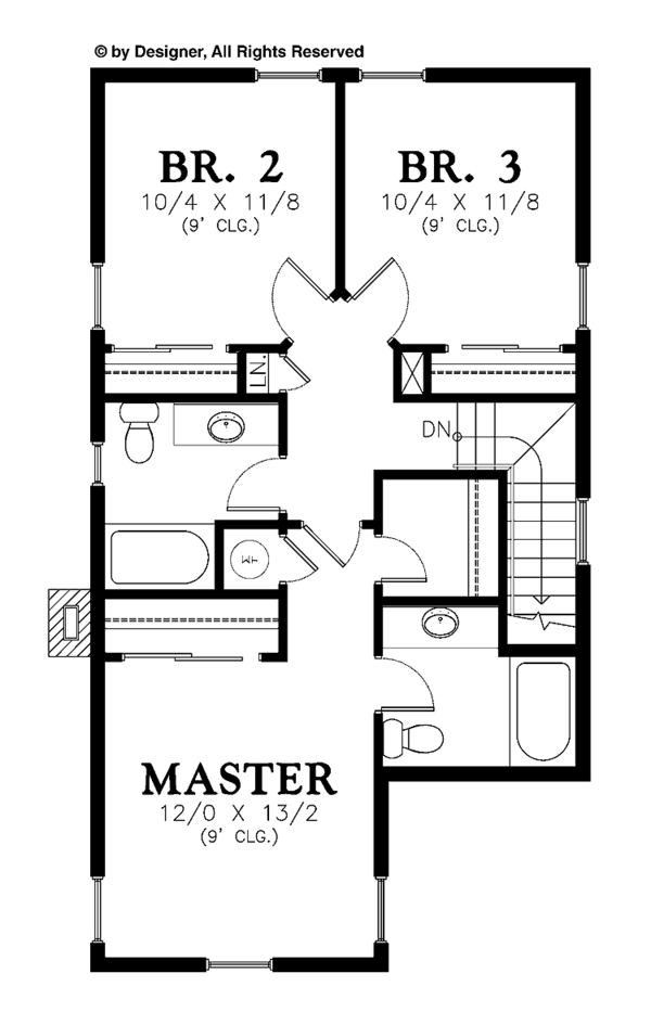 Architectural House Design - Country Floor Plan - Upper Floor Plan #48-867