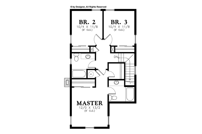 Home Plan - Floor Plan - Upper Floor for Country House Plan #48-867 - 3 bed, 2.5 bath