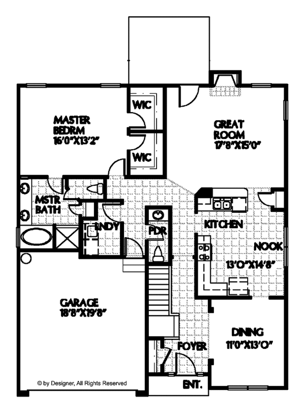 Architectural House Design - Colonial Floor Plan - Main Floor Plan #999-74