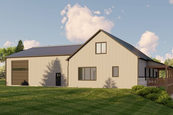 Exterior - Rear Elevation 1 for Barndominium House Plan #1064-216 - 4 bed, 3 bath