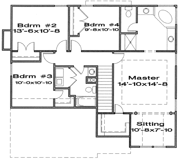 Traditional Floor Plan - Upper Floor Plan #6-115