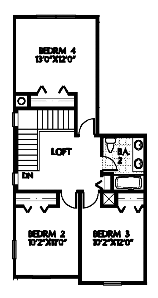 House Blueprint - Mediterranean Floor Plan - Upper Floor Plan #999-107