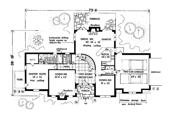Floor Plan - Main Floor for Traditional House Plan #3-319 - 5 bed, 3.5 bath