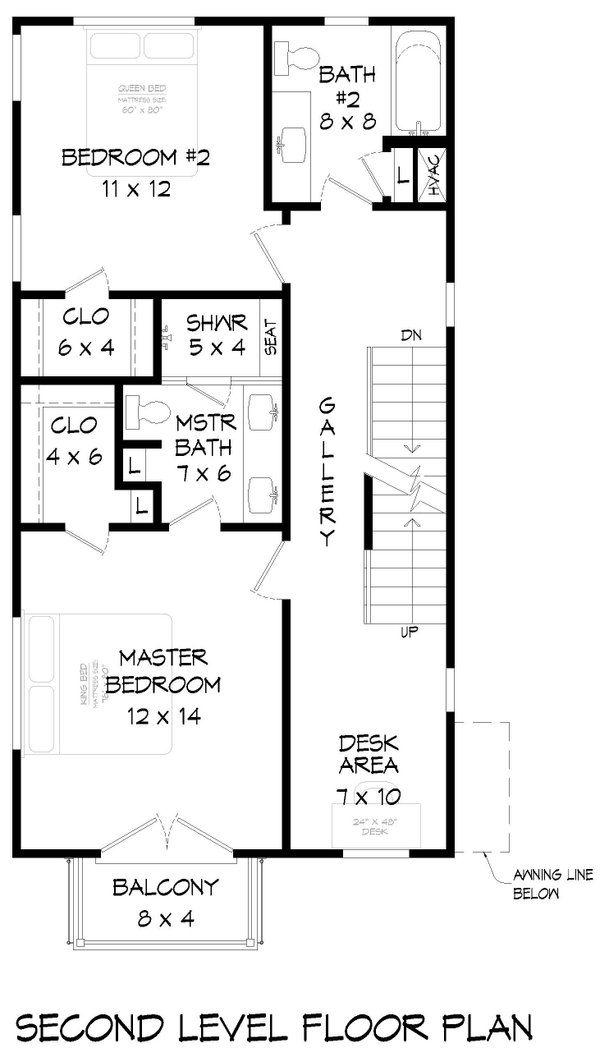 House Blueprint - Modern Floor Plan - Upper Floor Plan #932-772