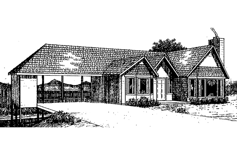 Home Plan - Exterior - Front Elevation 3 for Contemporary House Plan #60-759 - 3 bed, 2 bath