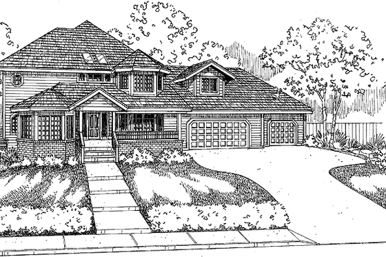 Exterior - Front Elevation 3 for Victorian House Plan #60-1013 - 4 bed, 3 bath