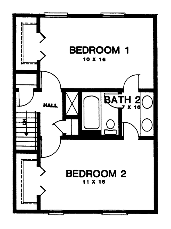 House Design - Colonial Floor Plan - Upper Floor Plan #30-233
