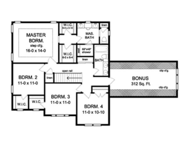 House Design - Colonial Floor Plan - Upper Floor Plan #1010-56